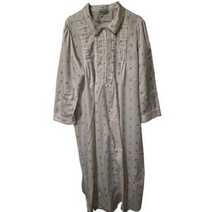 VTG Miss Elaine Enchantmates Nightgown 1X Floral Long Sleeve Silky Granny Core